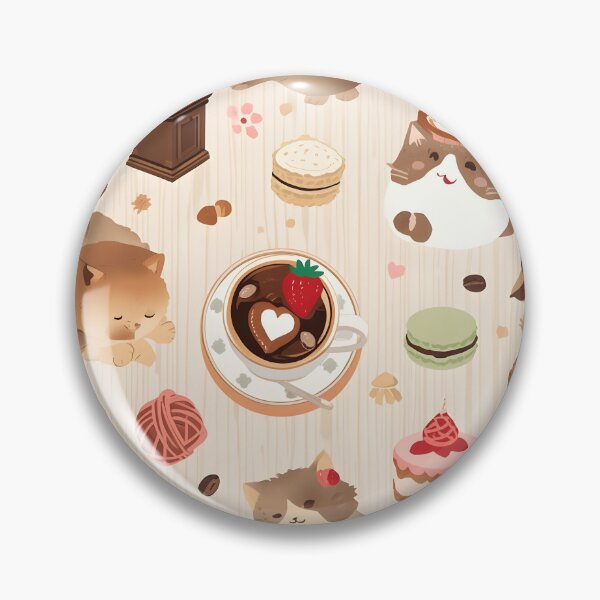 Item preview, Cute Cat and Dessert Seamless Pattern with Coffee and Macarons designed and sold by MoonlitDoodles1.