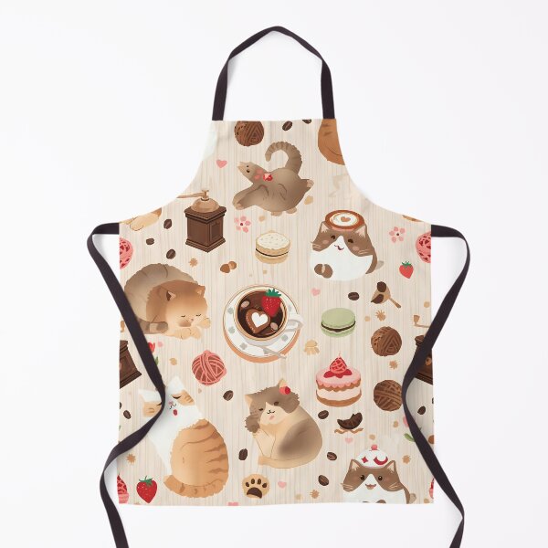 Item preview, Cute Cat and Dessert Seamless Pattern with Coffee and Macarons designed and sold by MoonlitDoodles1.