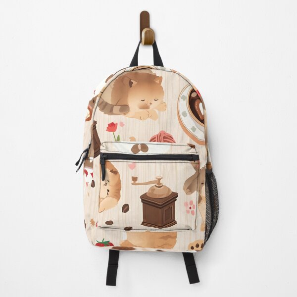 Item preview, Cute Cat and Dessert Seamless Pattern with Coffee and Macarons designed and sold by MoonlitDoodles1.