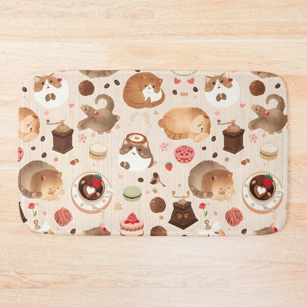 Item preview, Cute Cat and Dessert Seamless Pattern with Coffee and Macarons designed and sold by MoonlitDoodles1.