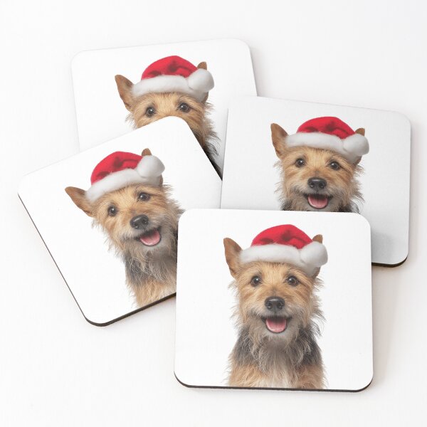 Item preview, Cute Australian Terrier Christmas Art — Australian Terrier Wearing Santa Hat designed and sold by LazyOwlStore.