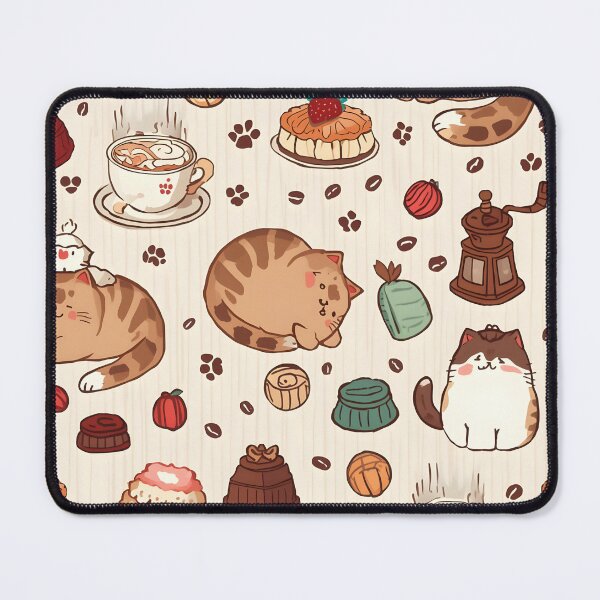 Item preview, Adorable Cat Baker Seamless Pattern with Coffee and Gourmet Chocolates designed and sold by MoonlitDoodles1.