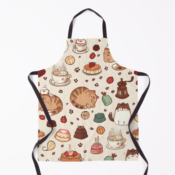 Item preview, Adorable Cat Baker Seamless Pattern with Coffee and Gourmet Chocolates designed and sold by MoonlitDoodles1.
