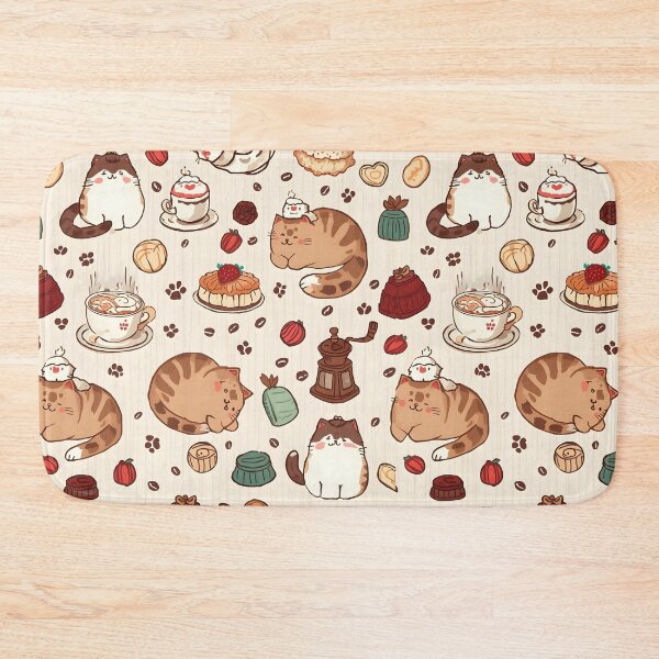 Item preview, Adorable Cat Baker Seamless Pattern with Coffee and Gourmet Chocolates designed and sold by MoonlitDoodles1.