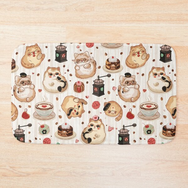 Item preview, Chic Cat Bakery Seamless Pattern with Coffee, Cakes, and Hat-Wearing Kittens designed and sold by MoonlitDoodles1.