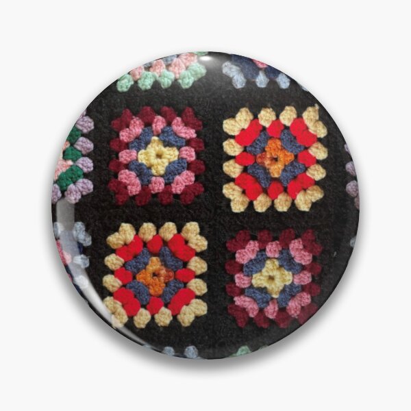 Item preview, Rosannita Faux Granny Square Crochet Print Digital Design Multicolour Vintage Look designed and sold by Licorice Moon.
