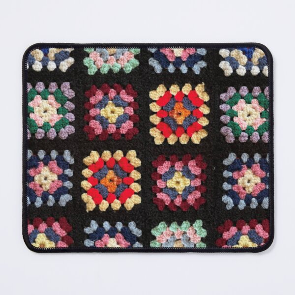 Item preview, Rosannita Faux Granny Square Crochet Print Digital Design Multicolour Vintage Look designed and sold by Licorice Moon.
