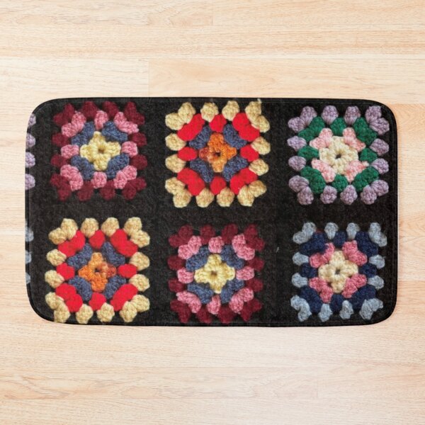 Item preview, Rosannita Faux Granny Square Crochet Print Digital Design Multicolour Vintage Look designed and sold by Licorice Moon.