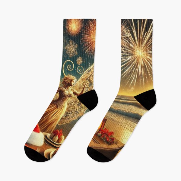 Item preview, A magical New Year's Eve by the sea with a golden fairy and fireworks designed and sold by Tommandjerry.