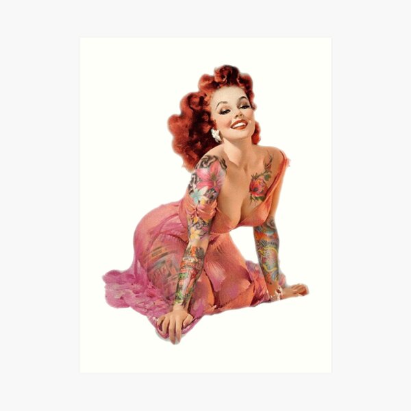 TATTOO PIN UP GIRLS COWGIRL SAILOR BELLY DANCER FLASH VINTAGE CANVAS ART PRINT