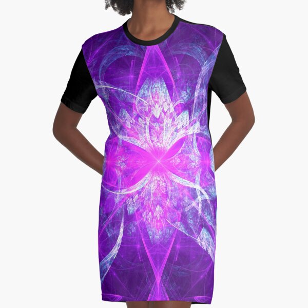 Infinite Flowers of the Purple Gods | Fractal Art by Douglas James Graphic T-Shirt Dress