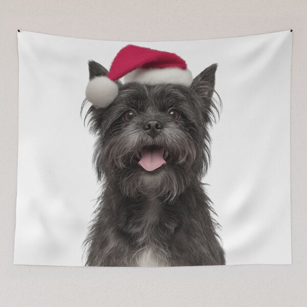 Item preview, Cute Affenpinscher dog Christmas Art — Affenpinscher dog Wearing Santa Hat designed and sold by LazyOwlStore.