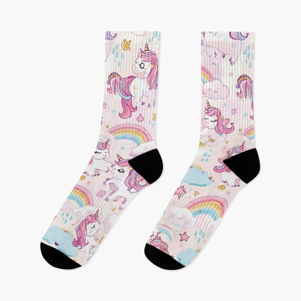 Item preview, Sparkling Pink Unicorn Seamless Pattern with Rainbows and Golden Stars designed and sold by MoonlitDoodles1.