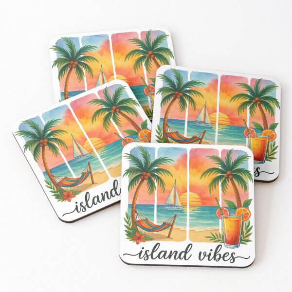 Item preview, Island Vibes Tropical Sunset Illustration  designed and sold by ArtfulWeave.