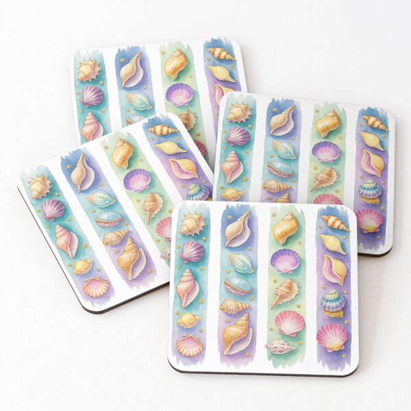 Item preview, Colorful Seashell Collection Watercolor Illustration  designed and sold by ArtfulWeave.