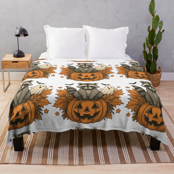 Item preview, Cute Raccoon with Pumpkin Halloween Illustration designed and sold by ArtfulWeave.