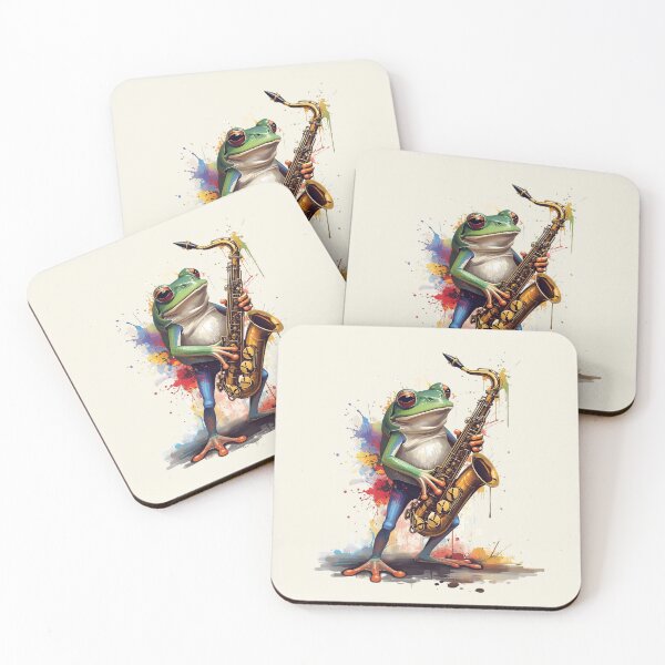 Item preview, Jazz Frog Vibes – Colorful Splash Art Sax Player designed and sold by Lumive.