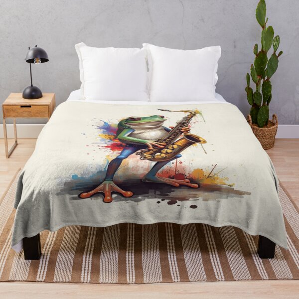 Item preview, Jazz Frog Vibes – Colorful Splash Art Sax Player designed and sold by Lumive.