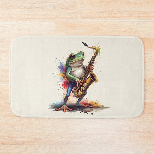 Item preview, Jazz Frog Vibes – Colorful Splash Art Sax Player designed and sold by Lumive.