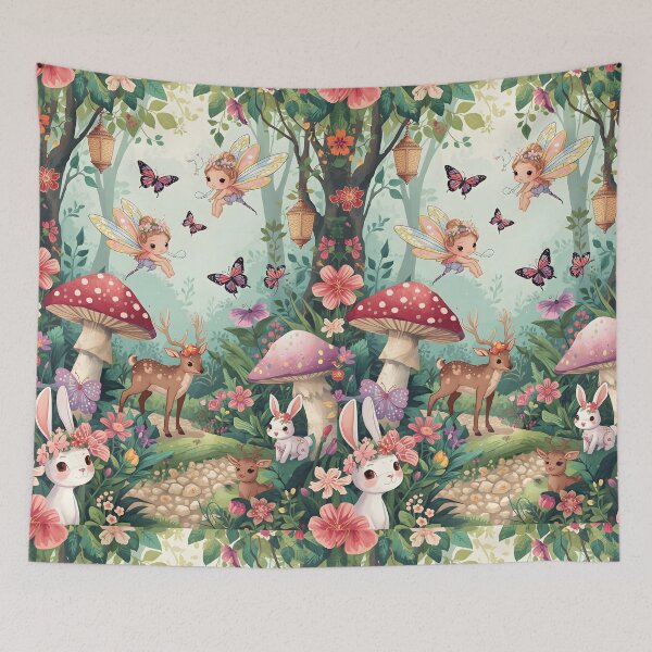 Item preview, Enchanted Fairy Garden Forest with Deer and Woodland Creatures designed and sold by MoonlitDoodles1.