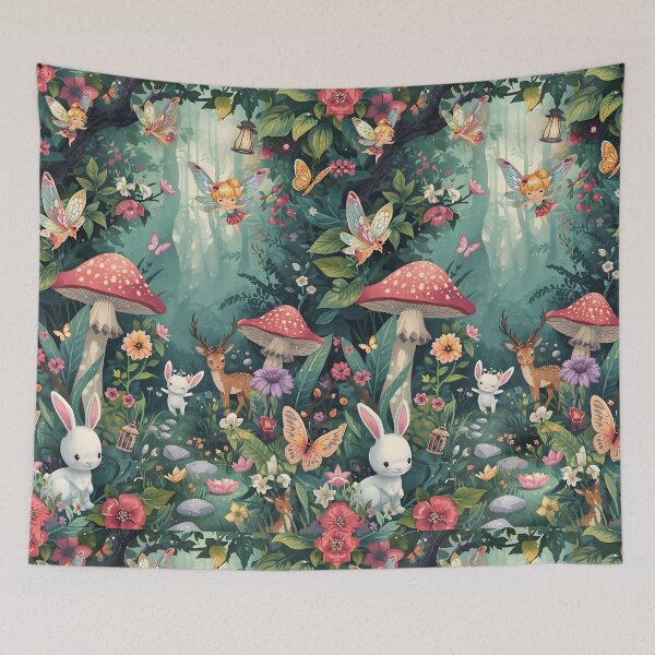 Item preview, Mystical Woodland Fairies and Animals Deep Forest Illustration designed and sold by MoonlitDoodles1.