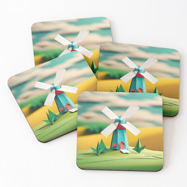 Item preview, Origami Art - Whirling Sentinels: A Rustic Windmill Dancing Amidst Fields of Gold designed and sold by ArtfulFolds.