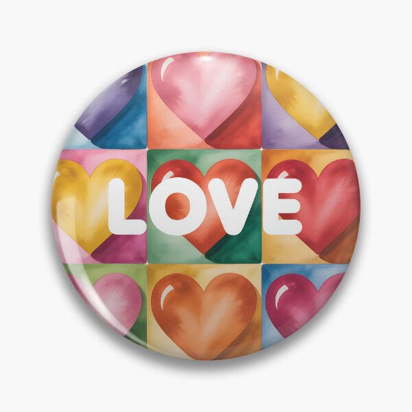 Item preview, Colorful Watercolor Love Hearts – Pop Art Grid Design designed and sold by VividOrganica.