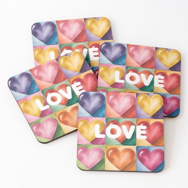 Item preview, Colorful Watercolor Love Hearts – Pop Art Grid Design designed and sold by VividOrganica.