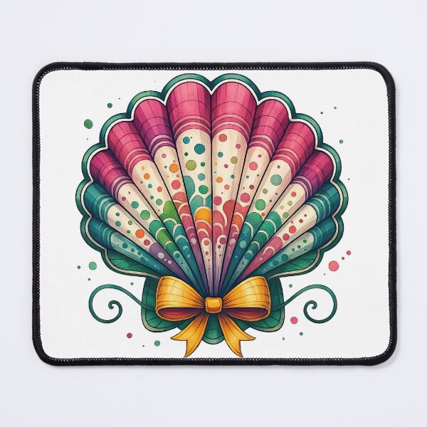 Item preview, Colorful Seashell with Yellow Bow Illustration designed and sold by ArtfulWeave.