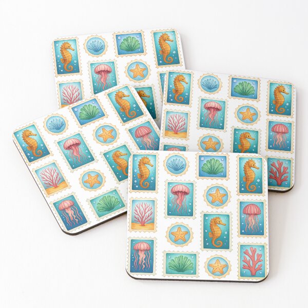 Item preview, Underwater Sea Life Stamp Collection Illustration  designed and sold by ArtfulWeave.