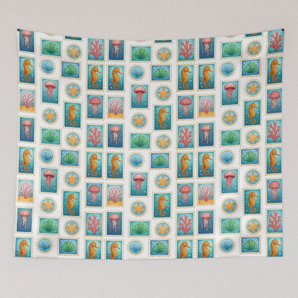 Item preview, Underwater Sea Life Stamp Collection Illustration  designed and sold by ArtfulWeave.
