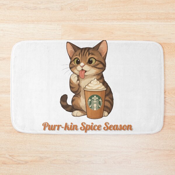 Item preview, Purr-kin Spice Season – Cute Cat with Pumpkin Spice Latte Autumn Coffee Art designed and sold by MagicMeow1.