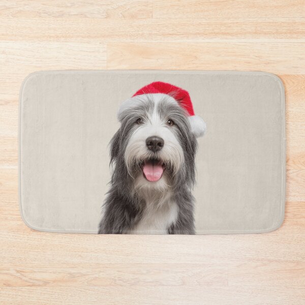 Item preview, Cute Bearded Collie Christmas Art — Bearded Collie Wearing Santa Hat designed and sold by LazyOwlStore.