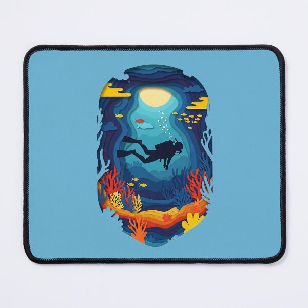 Item preview, Scuba Diver Underwater Cave Papercut Art designed and sold by KiwiRider.