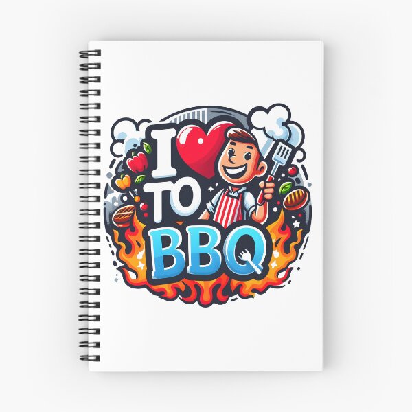Item preview, I Love to BBQ Cartoon Design with Grilling Chef and Flames. designed and sold by The-T-In-Retro.