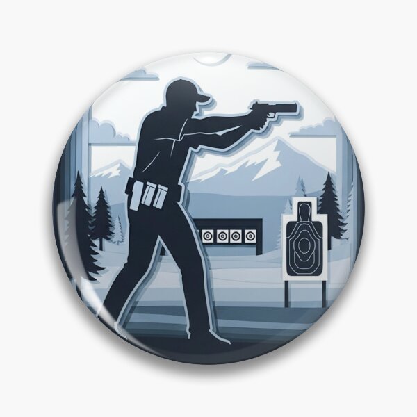 Item preview, Shooting Range Mountain Papercut Badge designed and sold by KiwiRider.