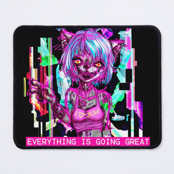 Item preview, Eyestrain Goth Furry Fandom Happy Mad Cat Girl designed and sold by GrotsqMachine.