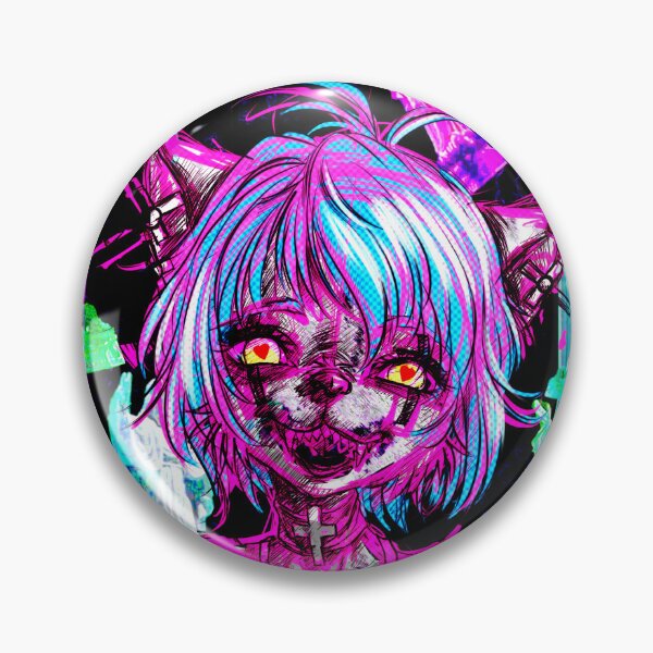 Item preview, Eyestrain Goth Furry Fandom Happy Mad Cat Girl designed and sold by GrotsqMachine.