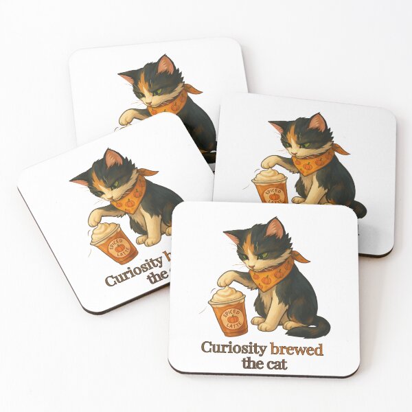 Item preview, Curiosity Brewed the Cat – Cozy Autumn Pumpkin Spice Latte Cat Art designed and sold by MagicMeow1.