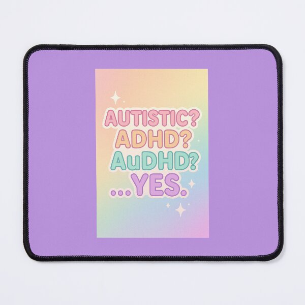 Item preview, Autistic? ADHD? AuDHD? … Yes. – Neurodivergent Pride Pastel Typography Design designed and sold by RantyPanda.