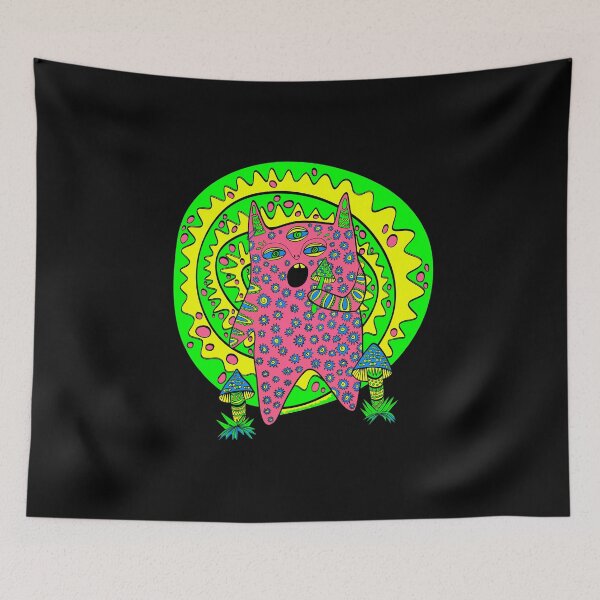 Item preview, Acid Psychedelic Three-Eyed Creature with Mushrooms designed and sold by creativevandal.