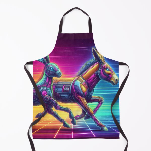 Item preview, "Cyber Sprint: Neon Hare & Donkey Duo in Retro Gridscape" designed and sold by Dogandesighn.
