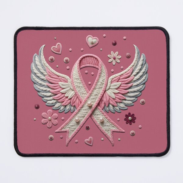 Item preview, Elegant Pink Ribbon with Angel Wings Embroidery  designed and sold by SaicoGN.
