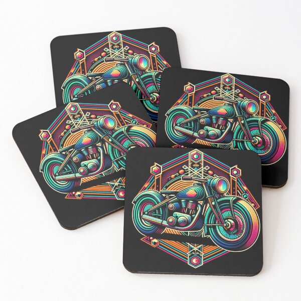 Item preview, "Neon Pulse Motorcycle – Futuristic Geometric Ride" designed and sold by Dogandesighn.