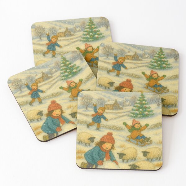 Item preview, Cena Alegre de Inverno com Crianças e Animais designed and sold by Leonornature.
