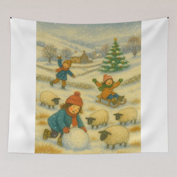 Item preview, Cena Alegre de Inverno com Crianças e Animais designed and sold by Leonornature.