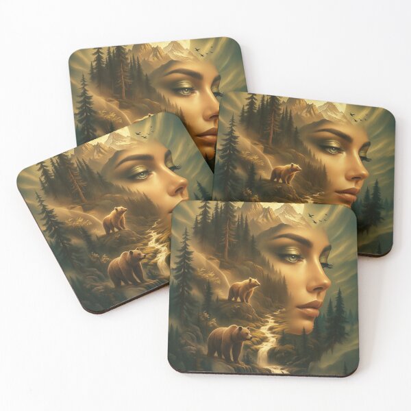 Item preview, Spirit of the Mountain Moon – Mystical Nature Goddess and Bears Art designed and sold by YG - YiddisheGesheft.