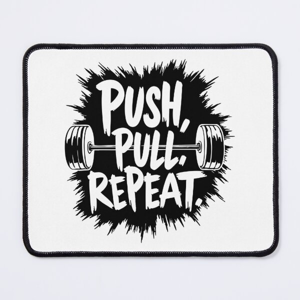 Item preview, Push Pull Repeat Minimalist Gym Quote designed and sold by Slaw-Creation.