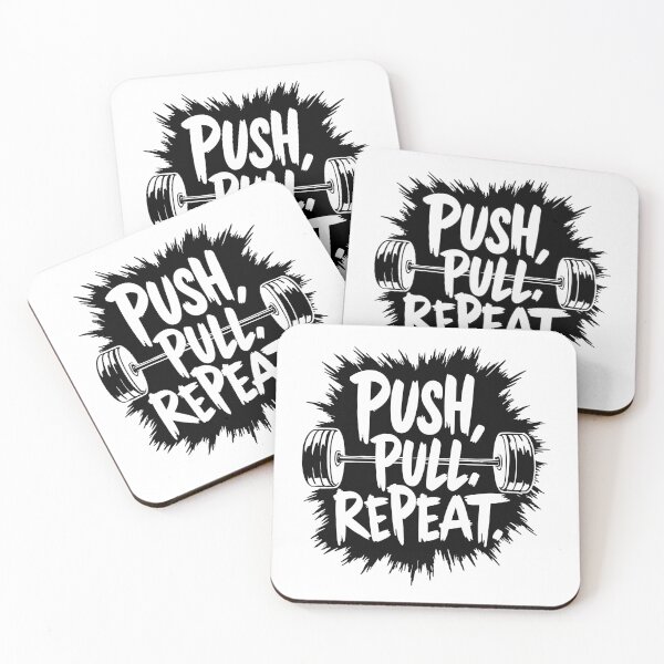 Item preview, Push Pull Repeat Minimalist Gym Quote designed and sold by Slaw-Creation.