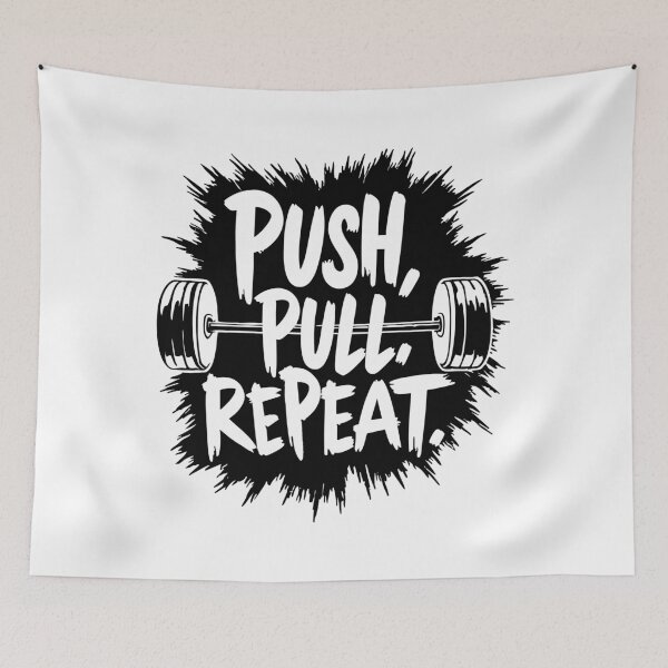 Item preview, Push Pull Repeat Minimalist Gym Quote designed and sold by Slaw-Creation.